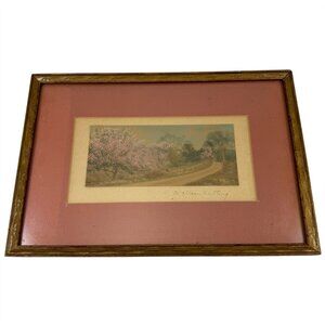 Wallace Nutting Lithograph Petaled Way Hand Tinted Signed Vintage 1914